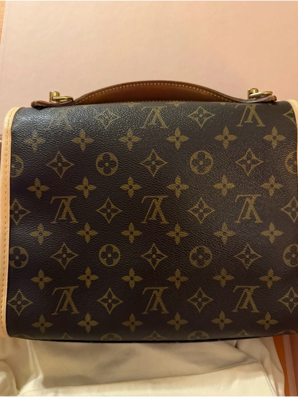 Louis Vuitton Monogram Canvas Satchel in Brown and Tan